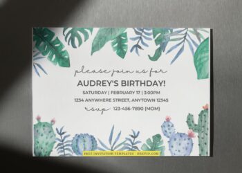 (Free Editable PDF) Summer Cactus Birthday Invitation Templates D