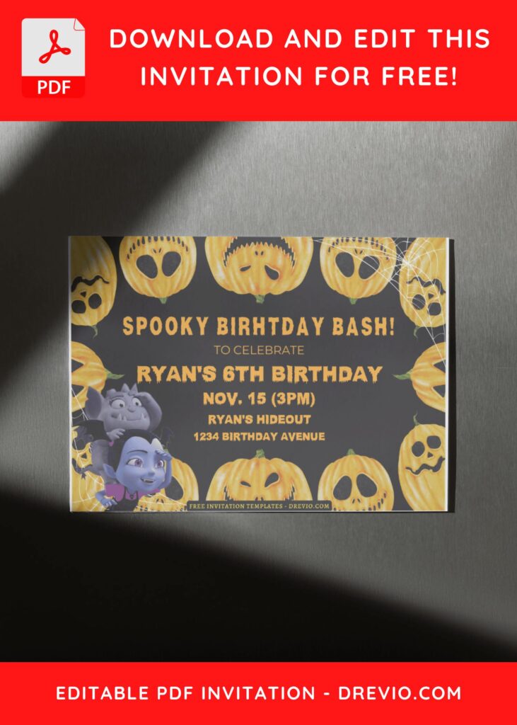 (Free Editable PDF) Spooky Vampirina Birthday Invitation Templates H