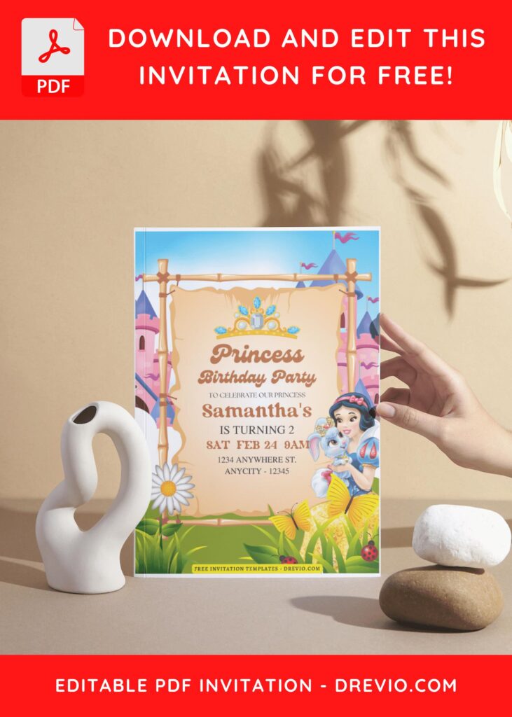 (Free Editable PDF) Snow White Garden Reverie Birthday Invitation Templates H