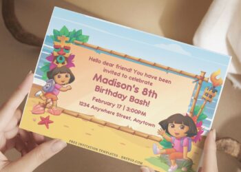 (Free Editable PDF) Dora The Explorer Summer Birthday Invitation Templates E