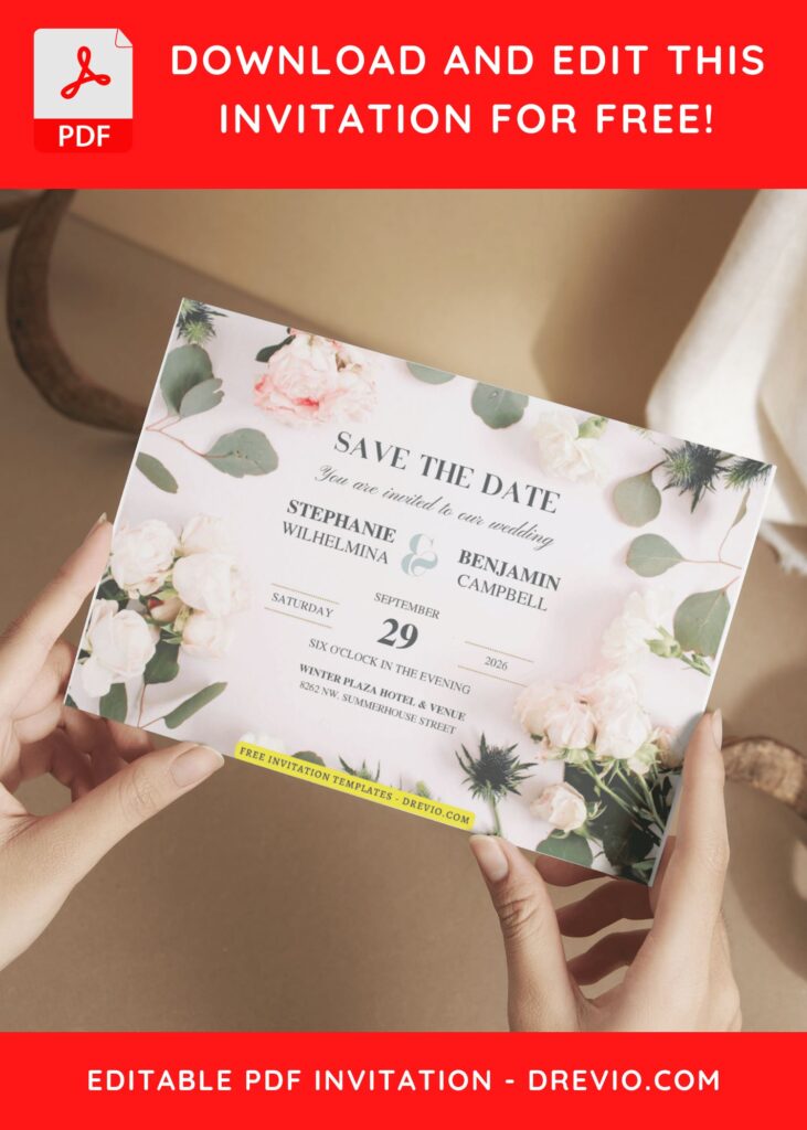 (Free Editable PDF) Bold & Carefree Floral Wedding Invitation Templates E