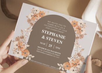 (Free Editable PDF) Inspiring Earthy Bohemian Floral Wedding Invitation Templates E