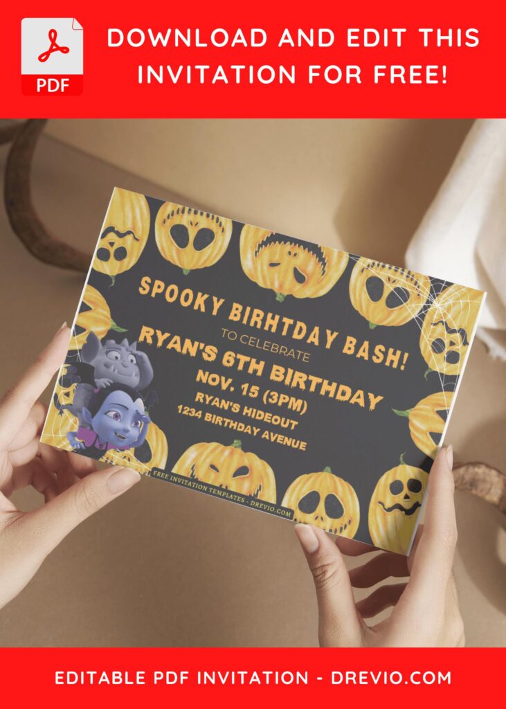 (Free Editable PDF) Spooky Vampirina Birthday Invitation Templates I