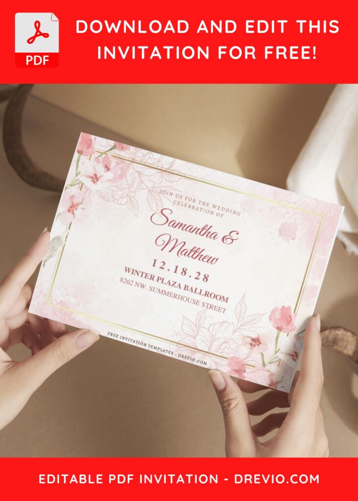 Invitation Template of (Free Editable PDF) Celestial Cherry Blossom Wedding Invitation Templates 8