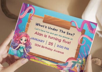 (Free Editable PDF) Summer Princess Mermaid Birthday Invitation Templates E