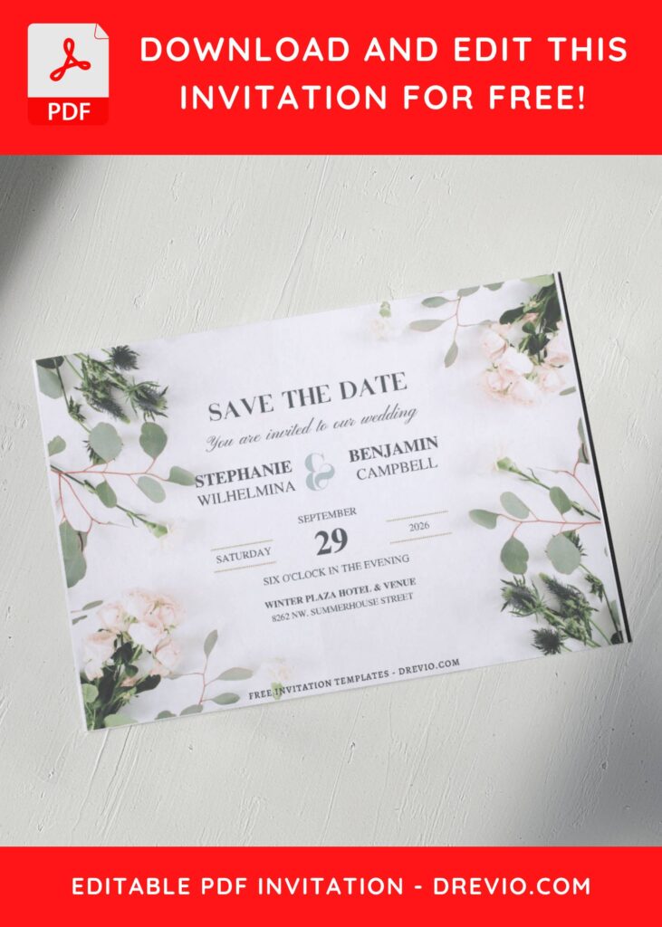 (Free Editable PDF) Bold & Carefree Floral Wedding Invitation Templates G
