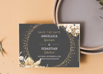 (Free Editable PDF) Glamour Gold And Bohemian Floral Wedding Invitation Templates G