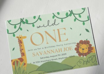 (Free Editable PDF) Wild One Safari Birthday Invitation Templates G