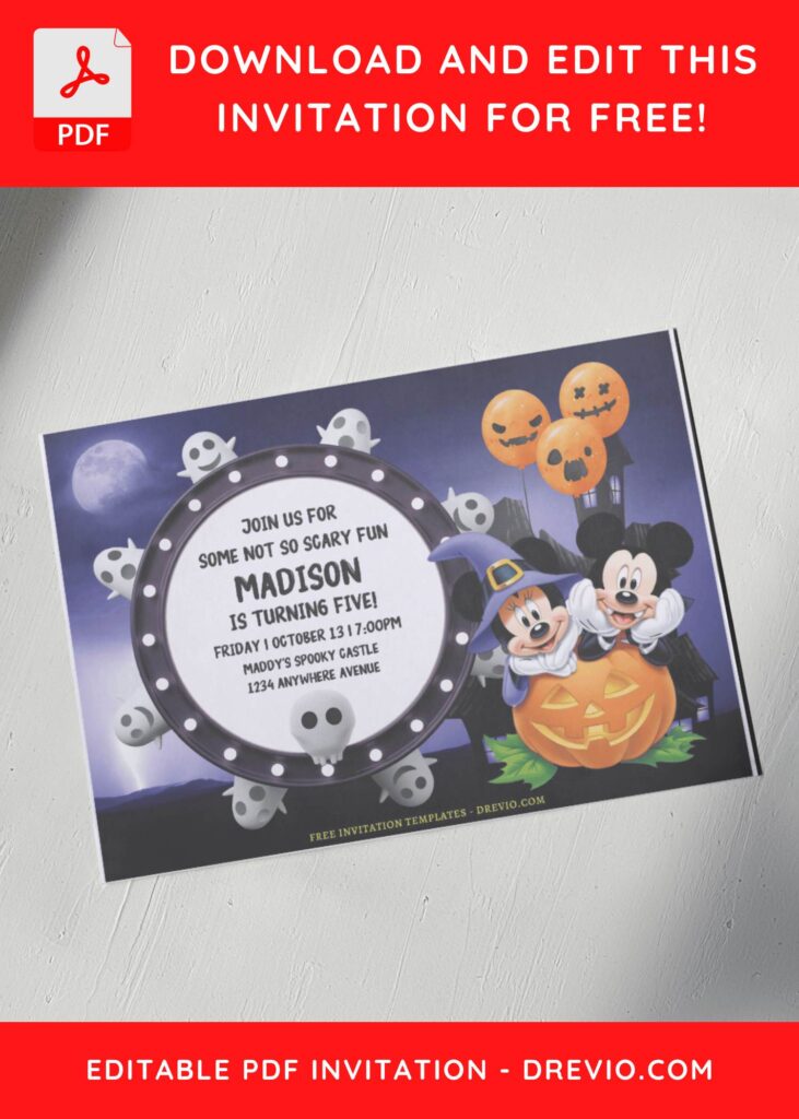 (Free Editable PDF) Hallo-weenie! Mickey Mouse Birthday Invitation Templates A