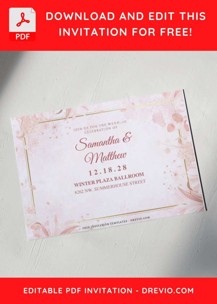 Invitation Template of (Free Editable PDF) Celestial Cherry Blossom Wedding Invitation Templates 6