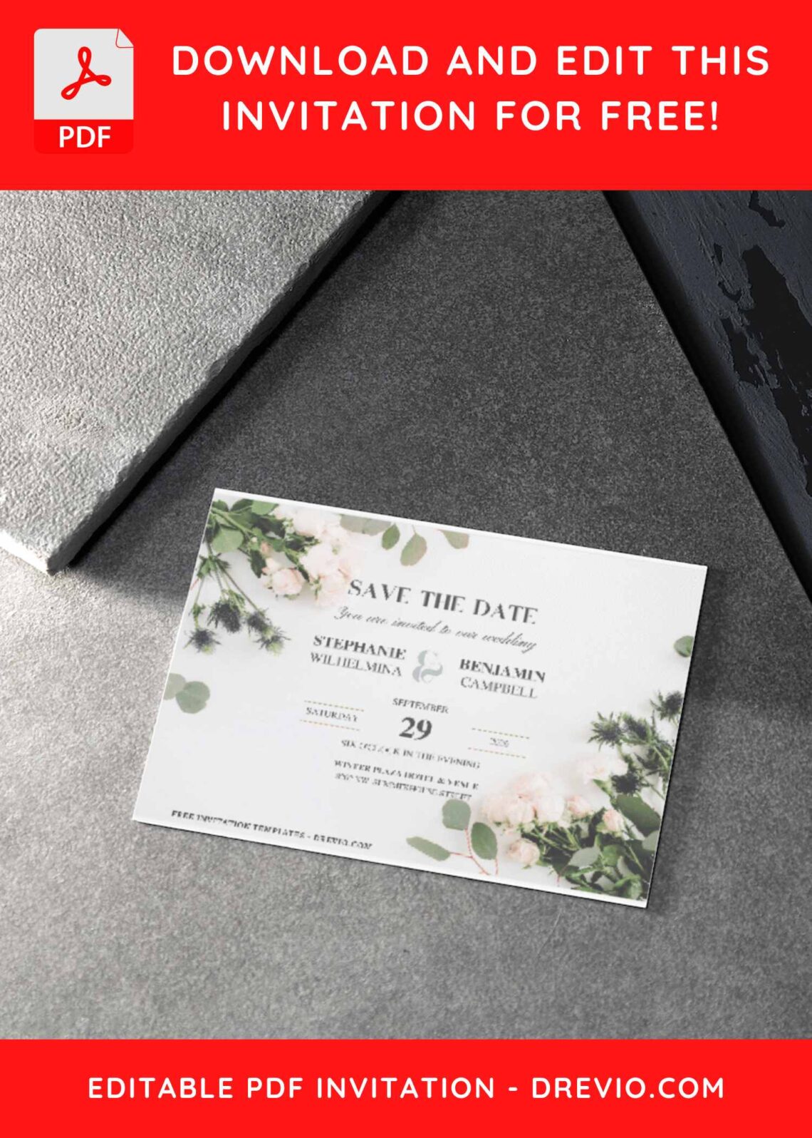 (Free Editable PDF) Bold & Carefree Floral Wedding Invitation Templates H