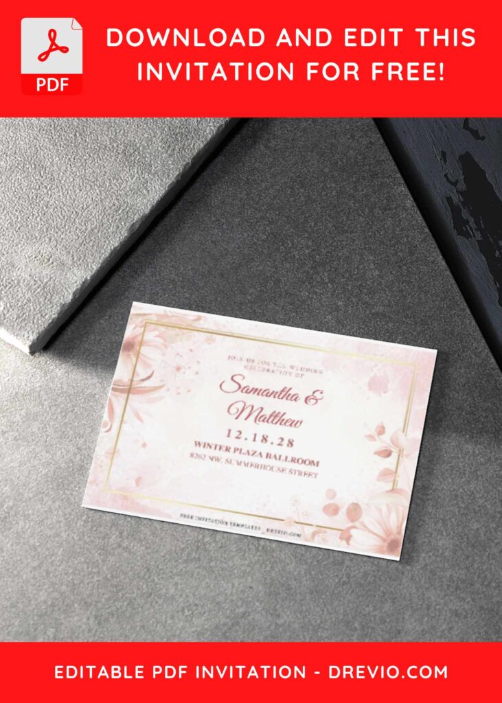 Invitation Template of (Free Editable PDF) Celestial Cherry Blossom Wedding Invitation Templates 5