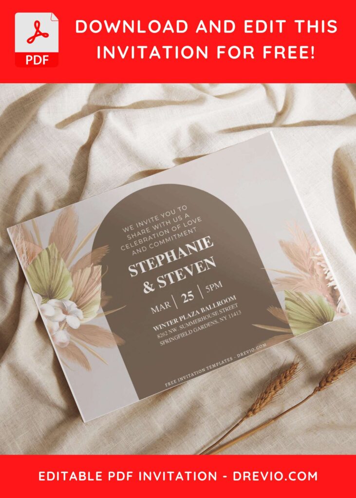 (Free Editable PDF) Inspiring Earthy Bohemian Floral Wedding Invitation Templates I