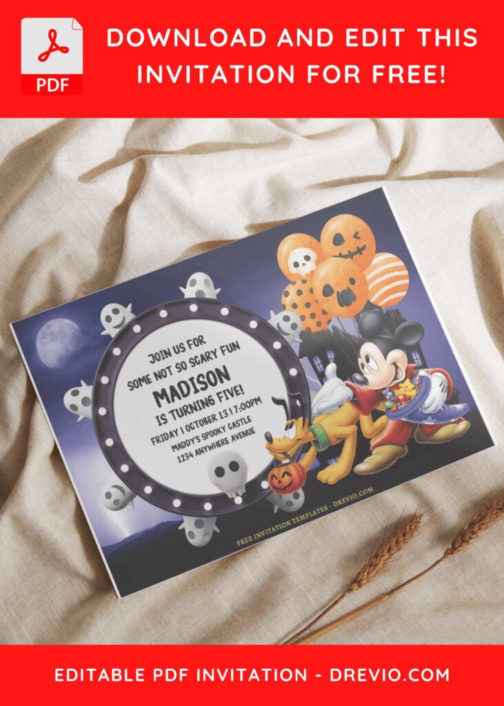 (Free Editable PDF) Hallo-weenie! Mickey Mouse Birthday Invitation Templates C