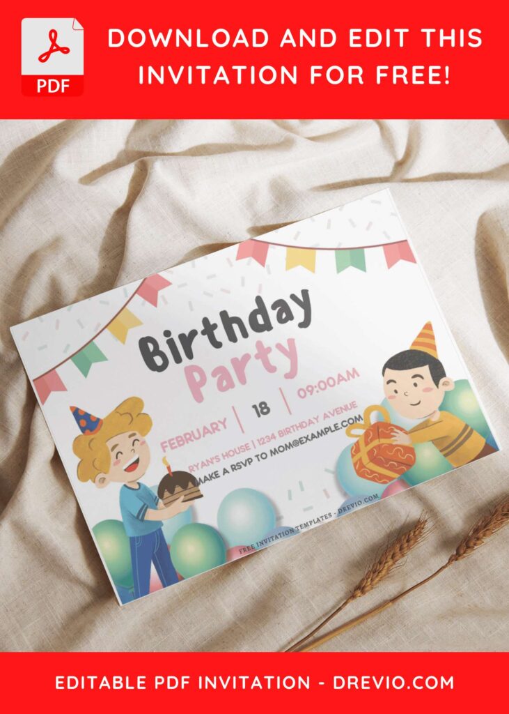 (Free Editable PDF) Cheerful Birthday Invitation Templates I