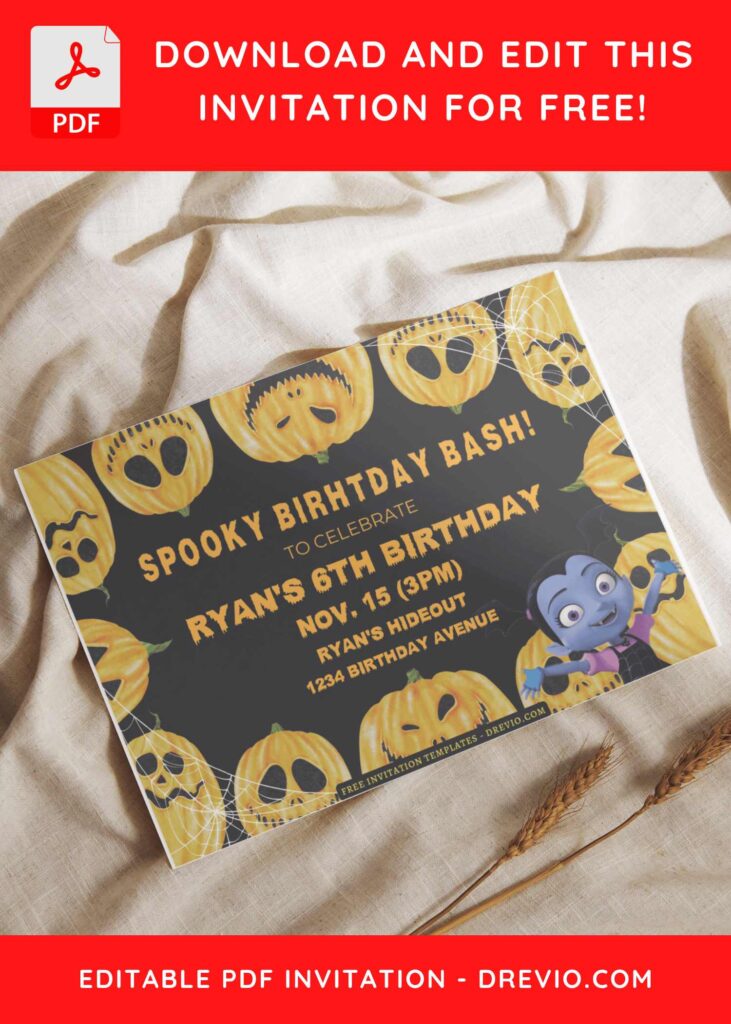 (Free Editable PDF) Spooky Vampirina Birthday Invitation Templates C