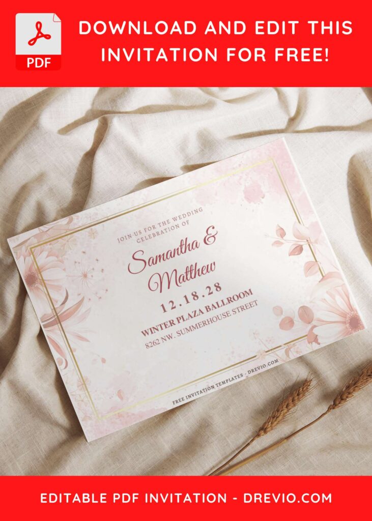 Invitation Template of (Free Editable PDF) Celestial Cherry Blossom Wedding Invitation Templates 4