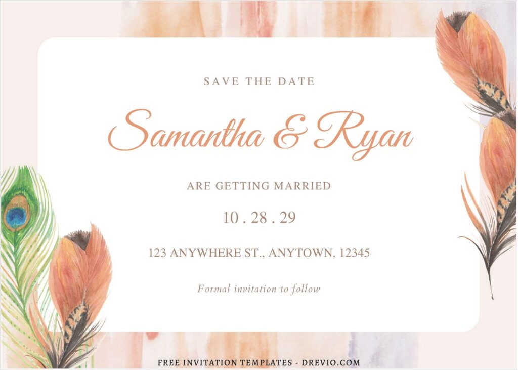 (Free Editable PDF) Modern Flair Bohemian Wedding Invitation Templates E