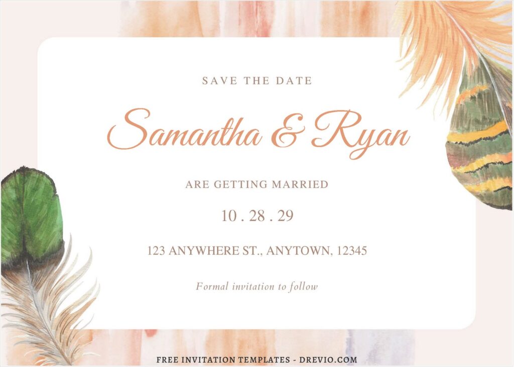 (Free Editable PDF) Modern Flair Bohemian Wedding Invitation Templates F