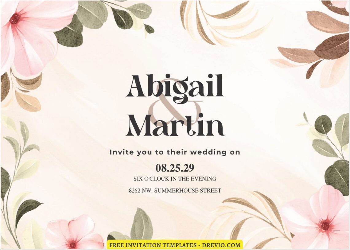 (Free Editable PDF) Striking Botanical Garden Wedding Invitation Templates A
