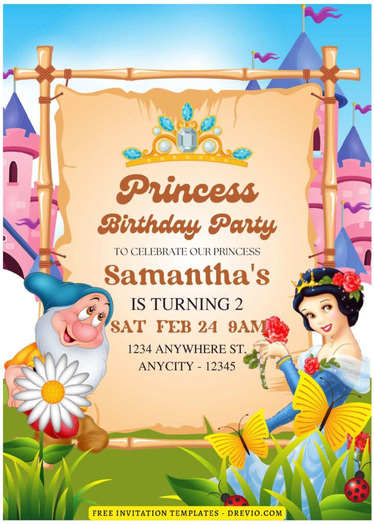 (Free Editable PDF) Snow White Garden Reverie Birthday Invitation Templates D