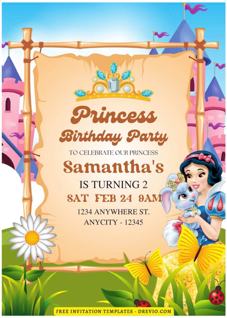 (Free Editable PDF) Snow White Garden Reverie Birthday Invitation Templates E