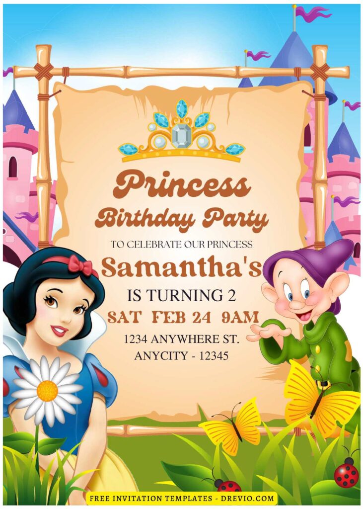 (Free Editable PDF) Snow White Garden Reverie Birthday Invitation Templates F