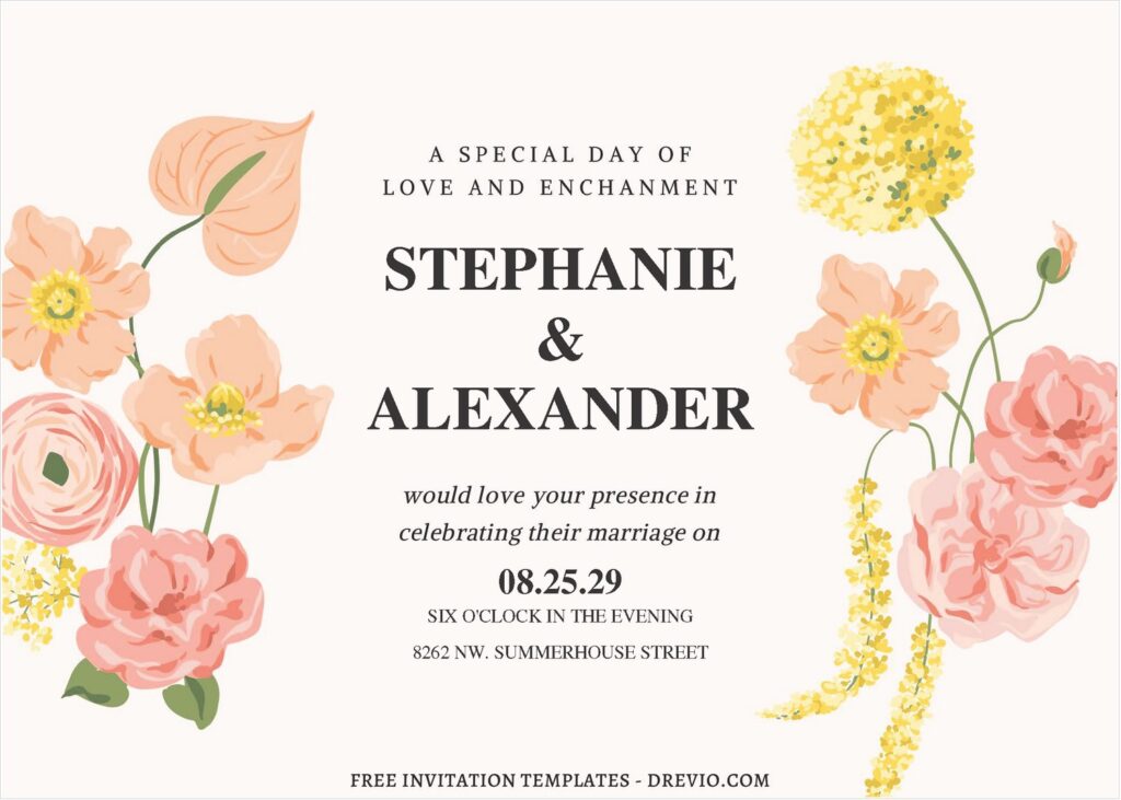 Invitation Template of (Free Editable PDF) Watercolor Flowers Wedding Invitation Templates 3