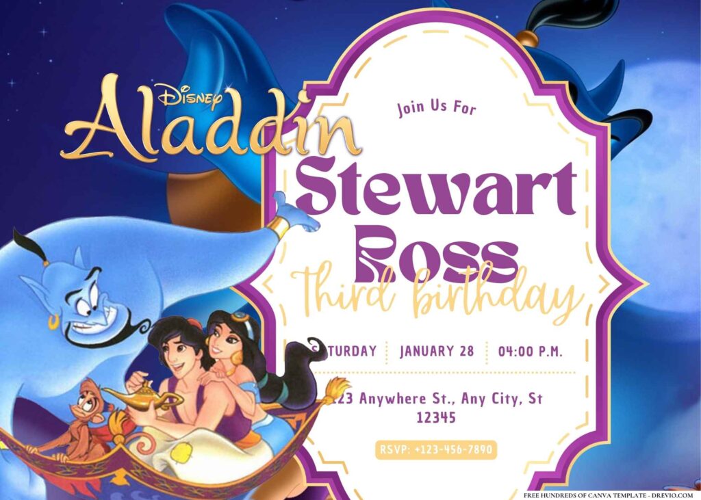 FREE Editable Aladdin Birthday Invitation