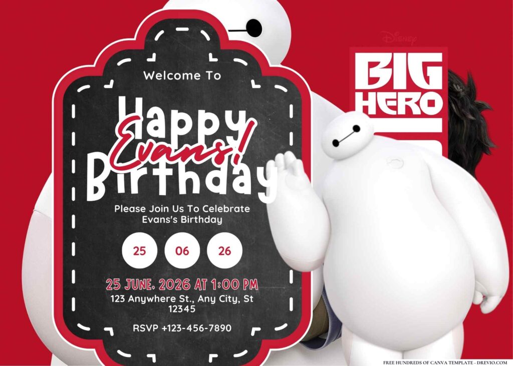 FREE Editable Big Hero 6 Birthday Invitation