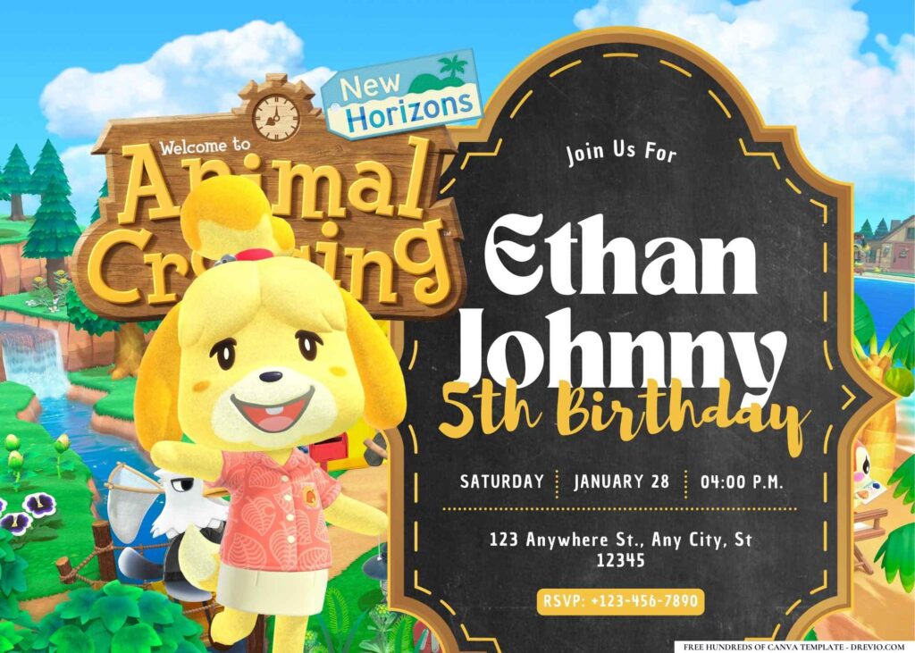 FREE Editable Animal Crossing Birthday Invitation