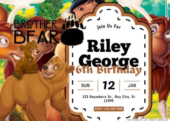 FREE Editable Brother Bear Birthday Invitation