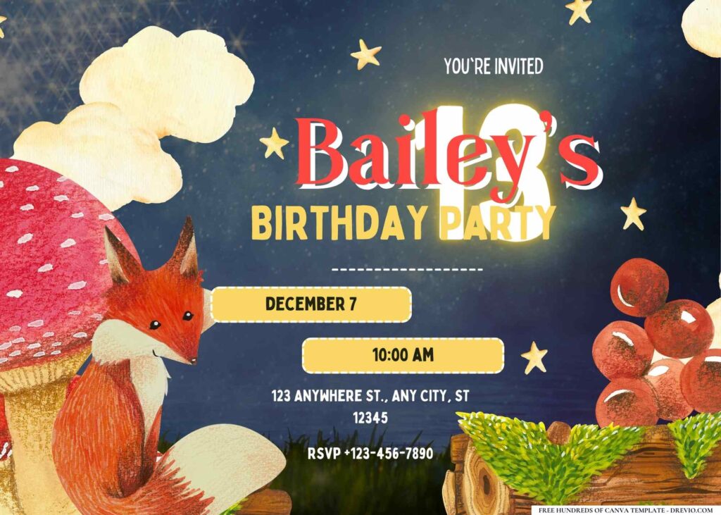 FREE Editable Enchanted Forest Birthday Invitation