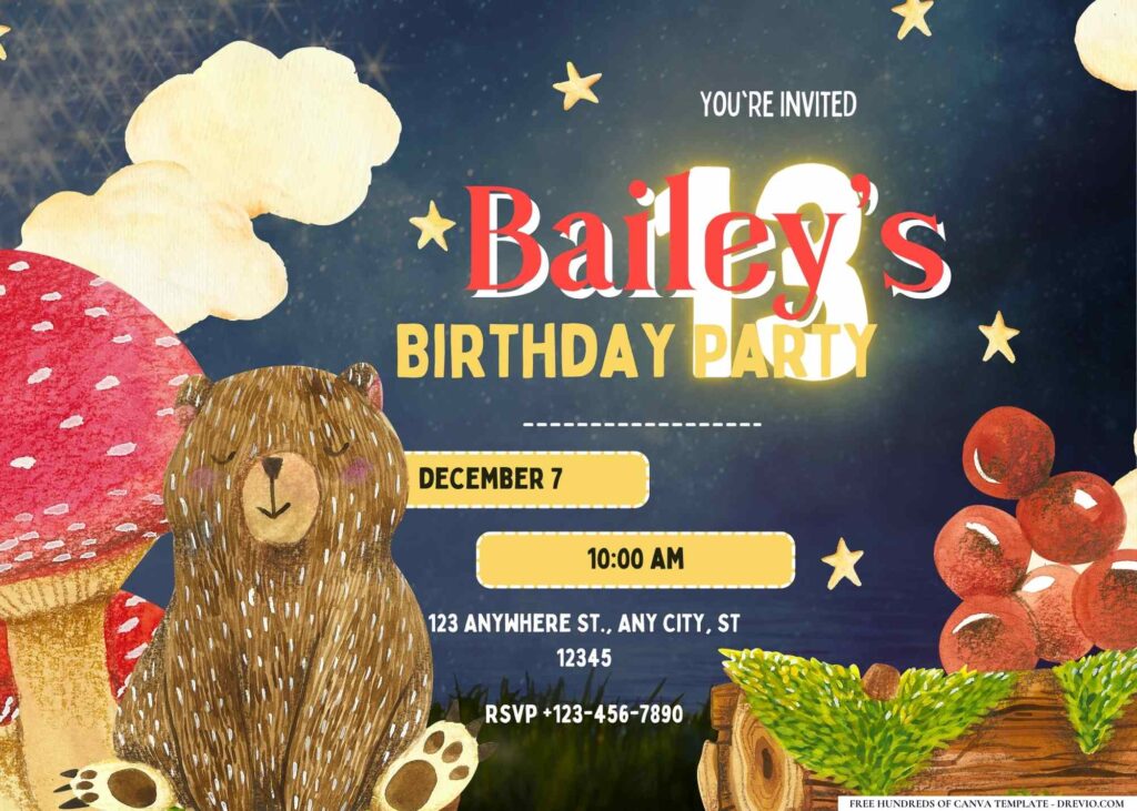 FREE Editable Enchanted Forest Birthday Invitation