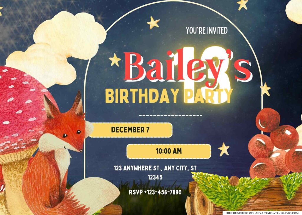 FREE Editable Enchanted Forest Birthday Invitation