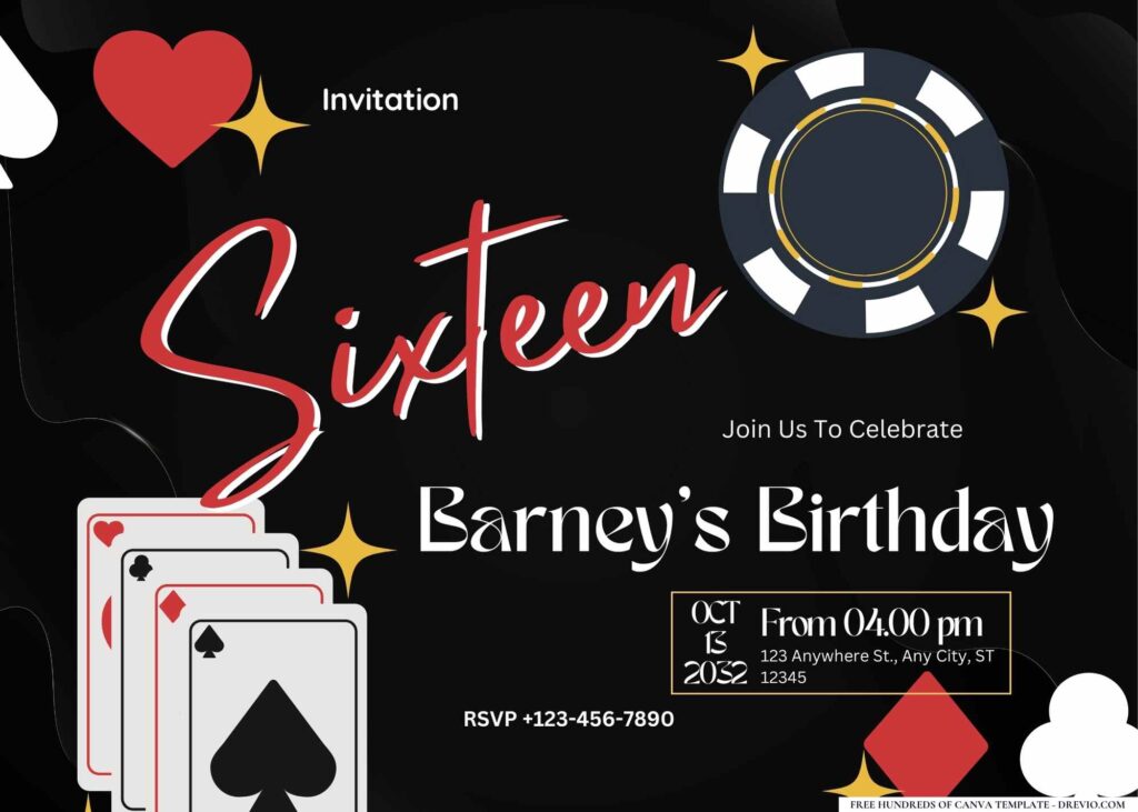 FREE Editable Casino Night Birthday Invitation