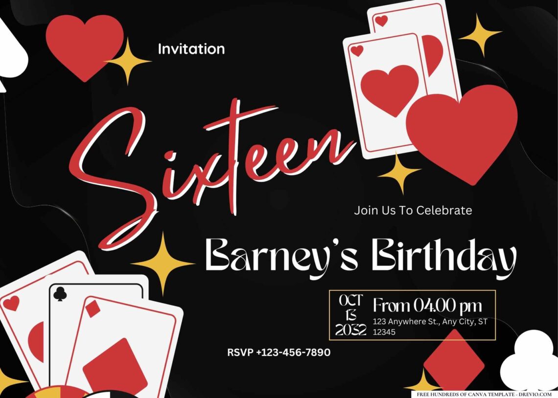 FREE Editable Casino Night Birthday Invitation