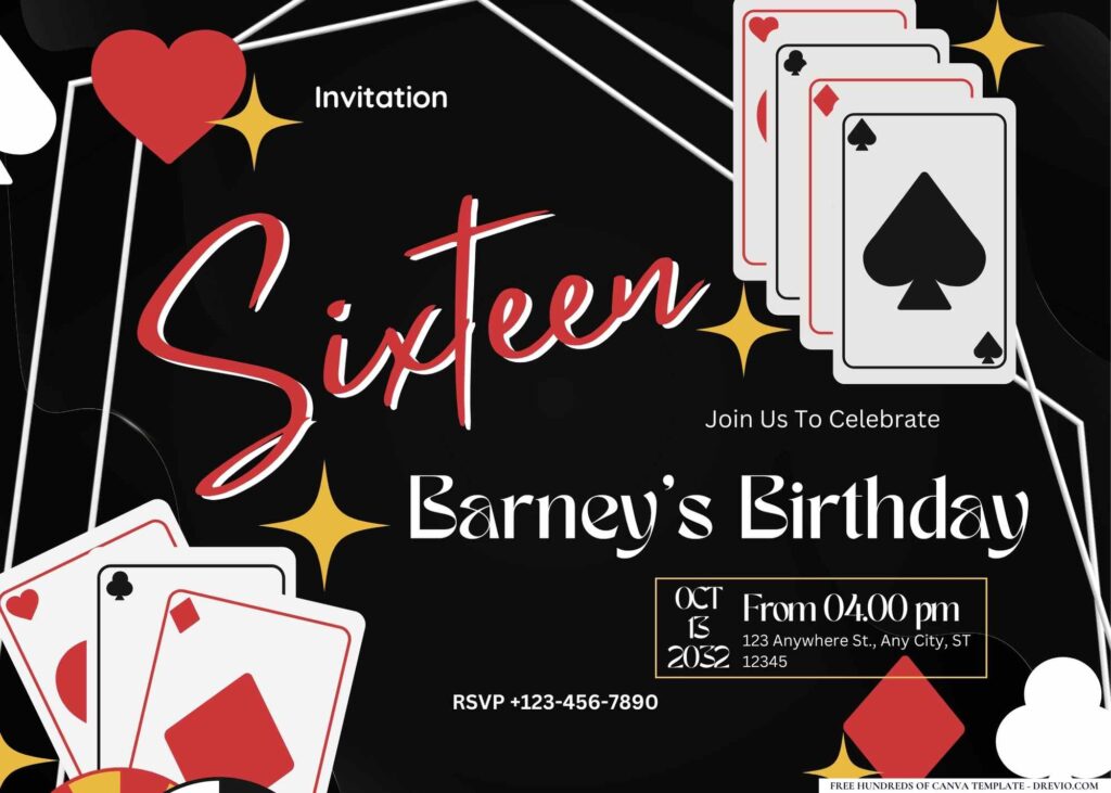 FREE Editable Casino Night Birthday Invitation