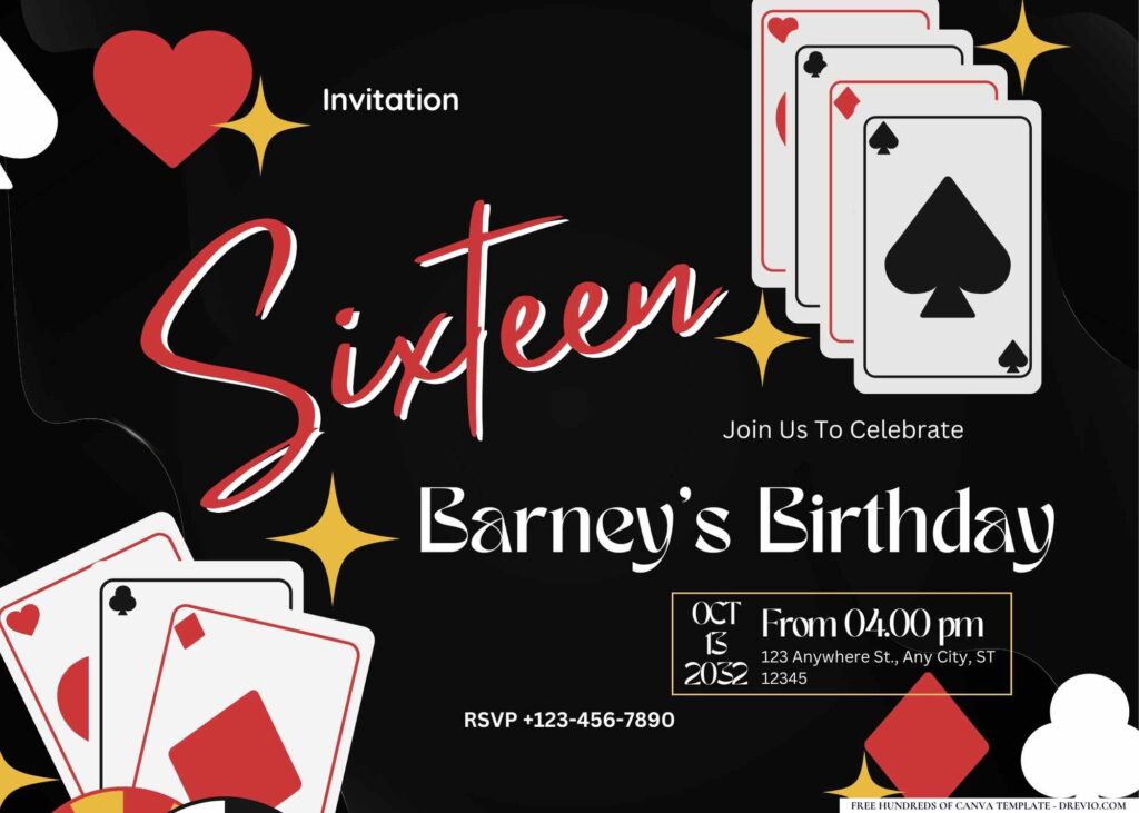 FREE Editable Casino Night Birthday Invitation