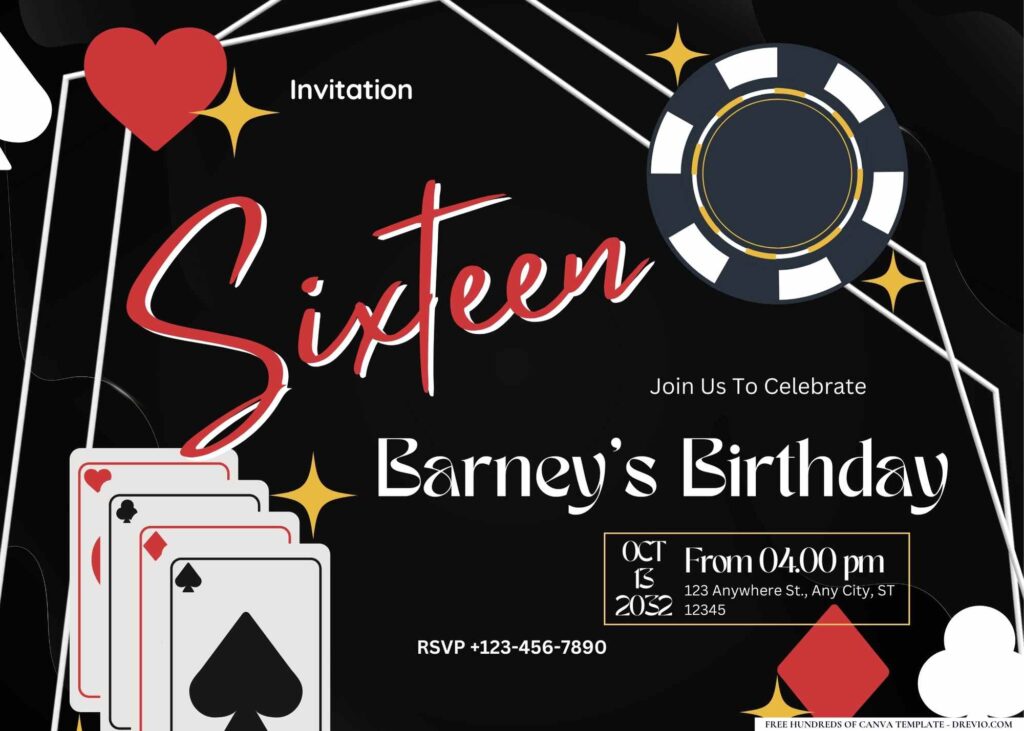 FREE Editable Casino Night Birthday Invitation