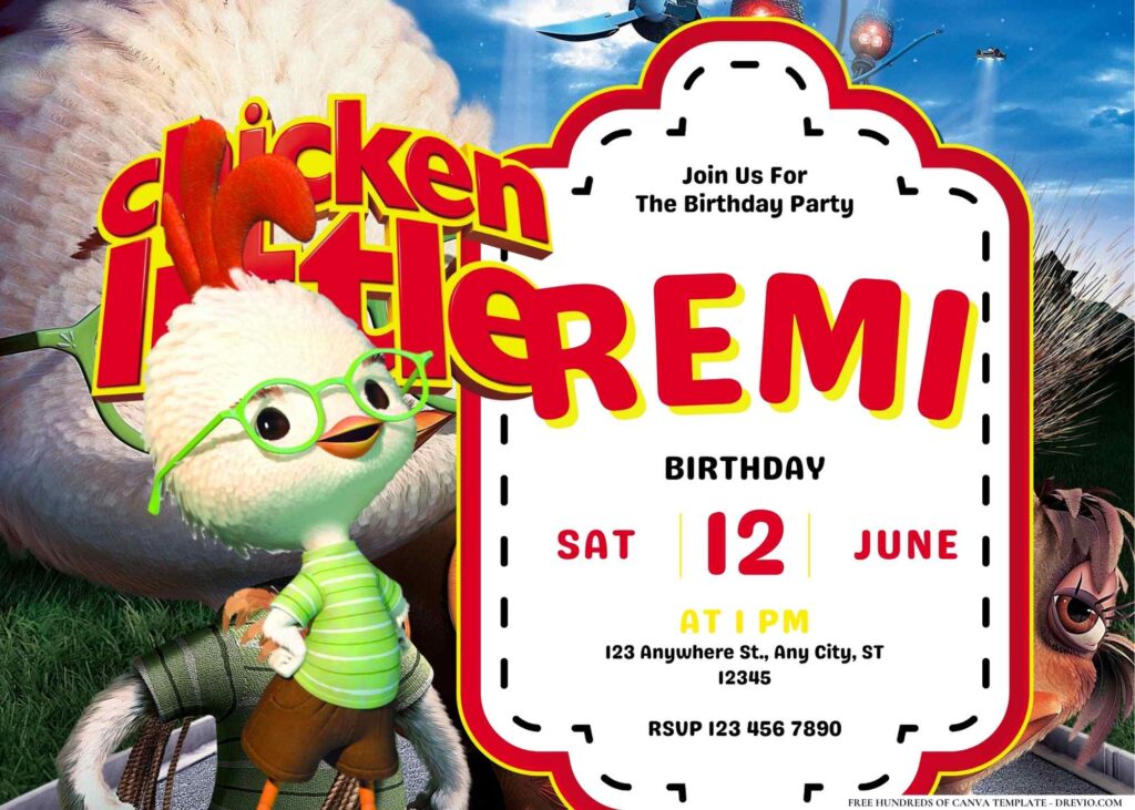 FREE Editable Chicken Little Birthday Invitation