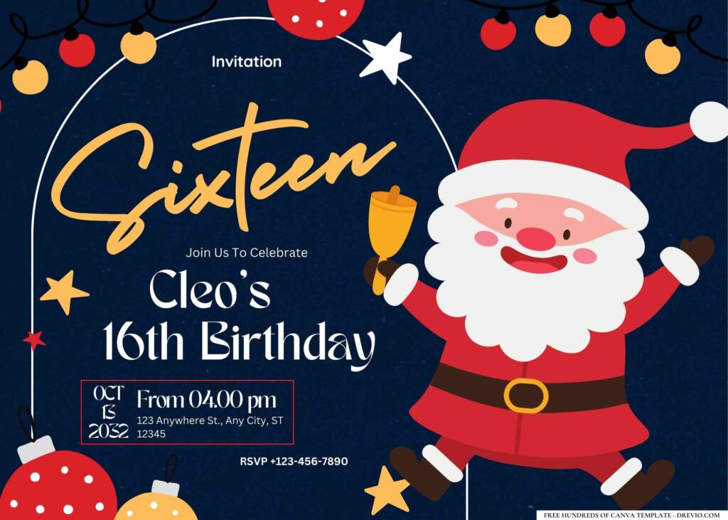 FREE Editable Christmas Birthday Invitation