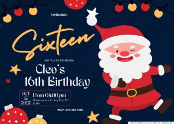 FREE Editable Christmas Birthday Invitation