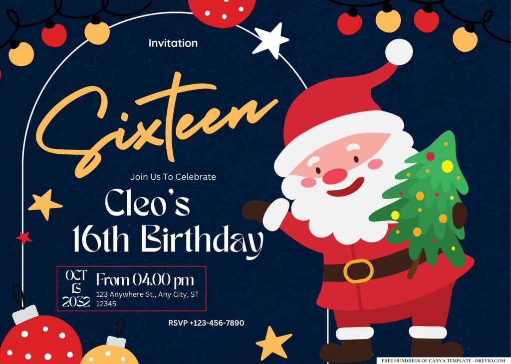 FREE Editable Christmas Birthday Invitation