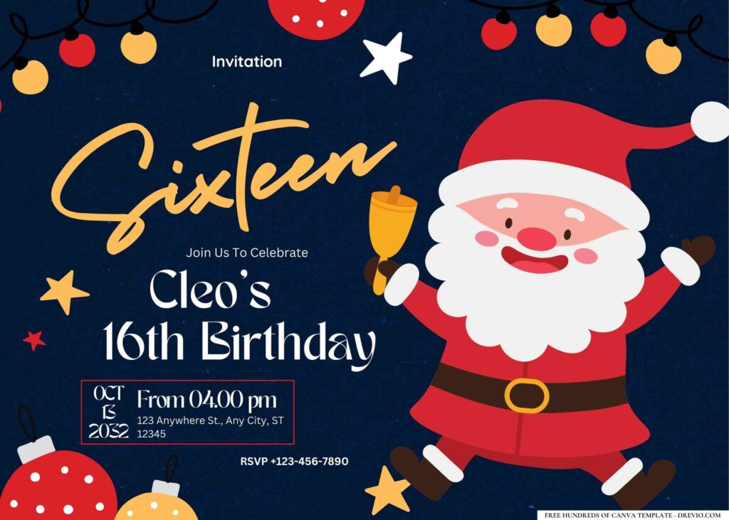 FREE Editable Christmas Birthday Invitation