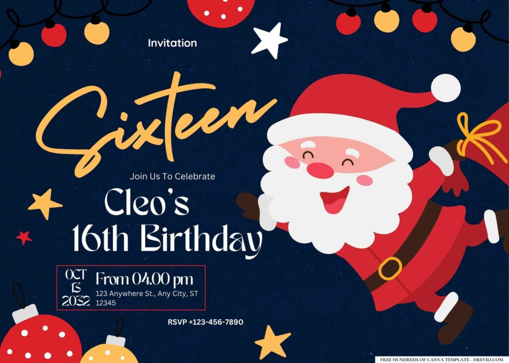 FREE Editable Christmas Birthday Invitation