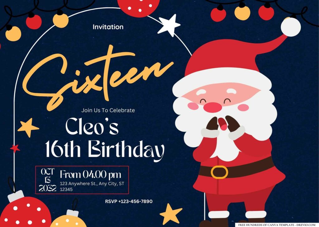 FREE Editable Christmas Birthday Invitation