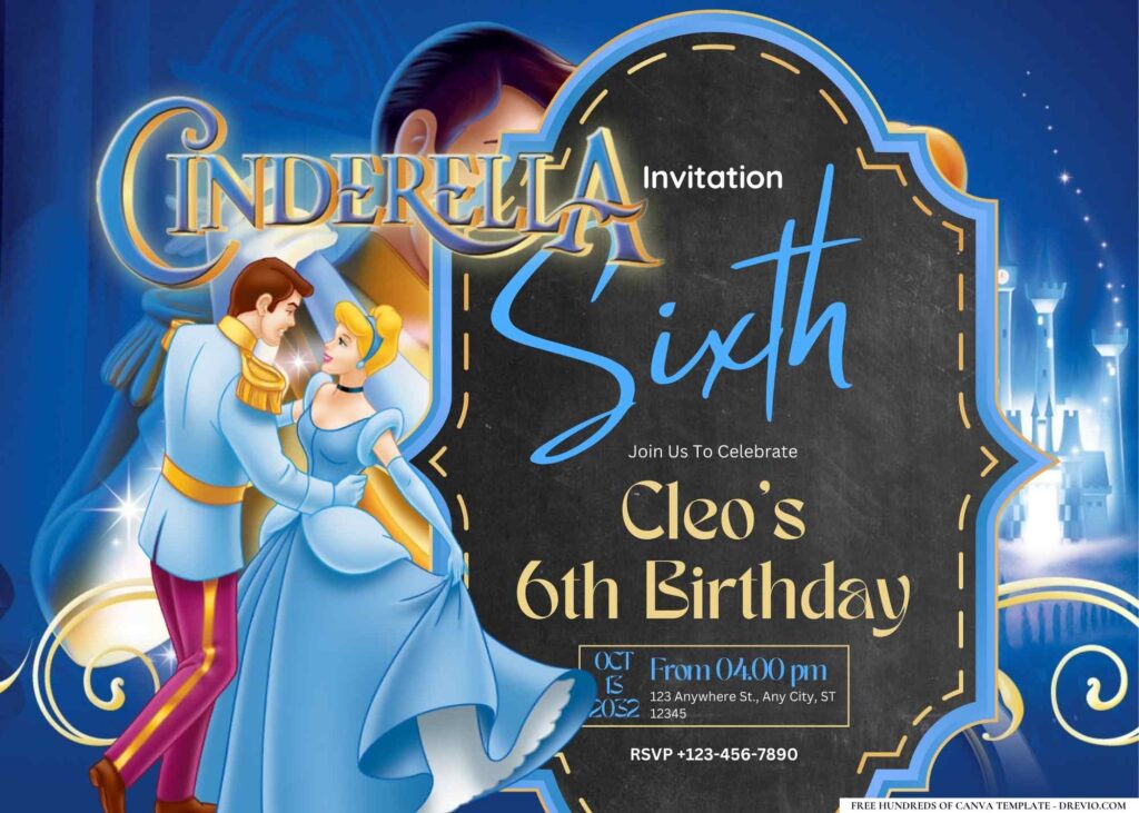 FREE Editable Cinderella Birthday Invitation