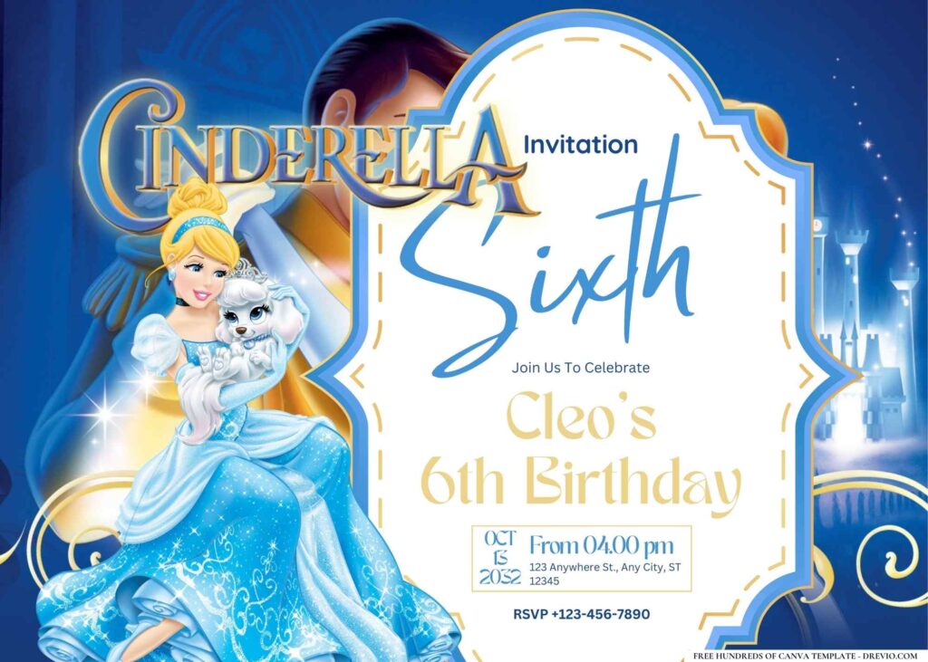 FREE Editable Cinderella Birthday Invitation