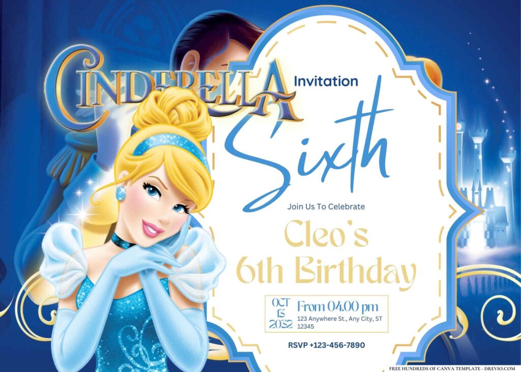 FREE Editable Cinderella Birthday Invitation